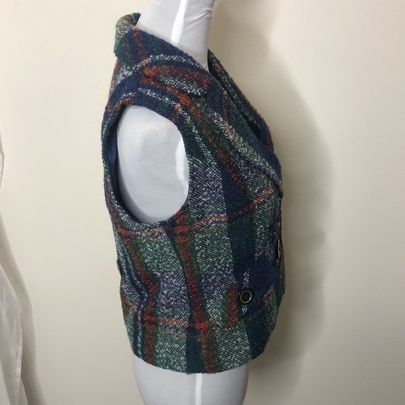 Cabi women’s blue plaid multi colored button vest size XS - Picture 7 of 9